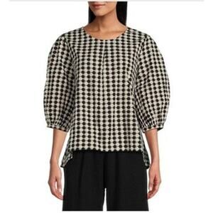 Bryn Walker Lucinda Poplin Checkered Blouse Multicolor Womens Size Medium